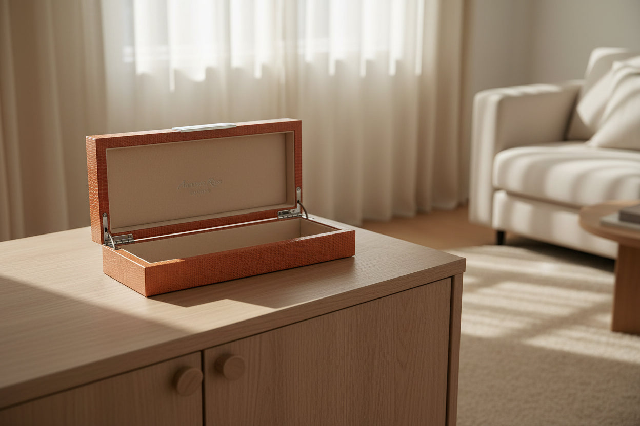 Orange Croc Box With Gold