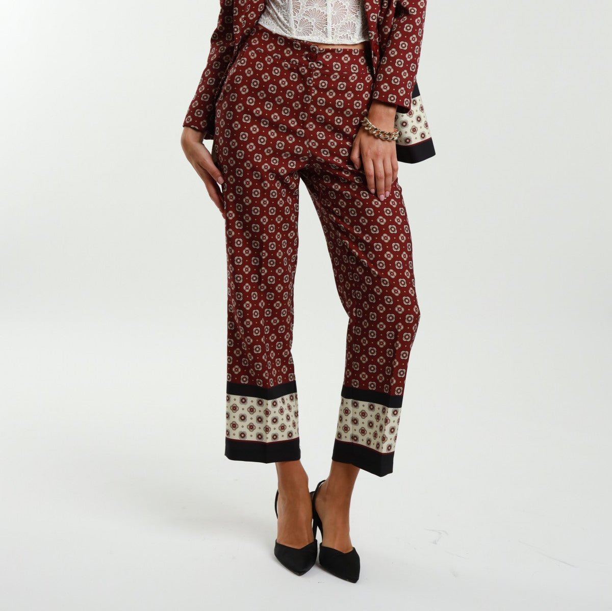 Trousers-Black with Pattern