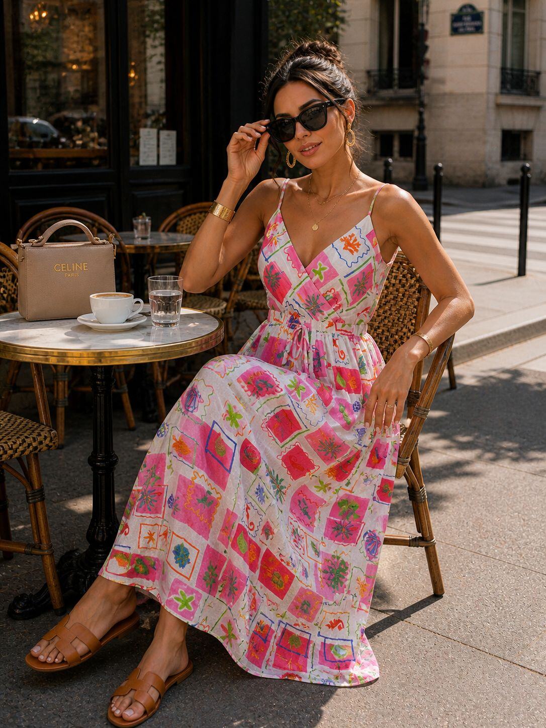 Patchwork Print Maxi Dress – Pink | Women's Luxury Smocked Back Dress
