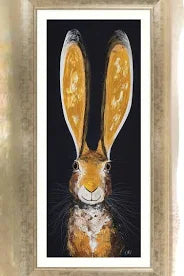 Jake with Golden Ears by Quinn Russell – Framed Hare Artwork | 57cm x 112cm
