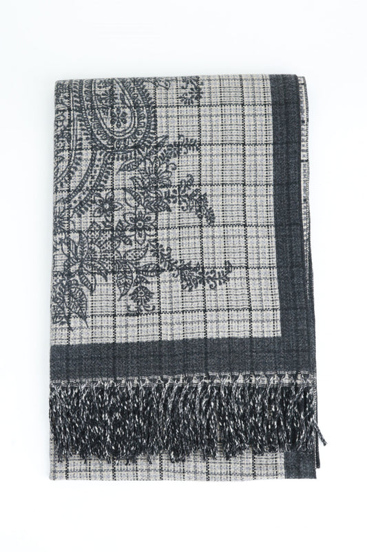 Patterned Stole with Fringed Edge