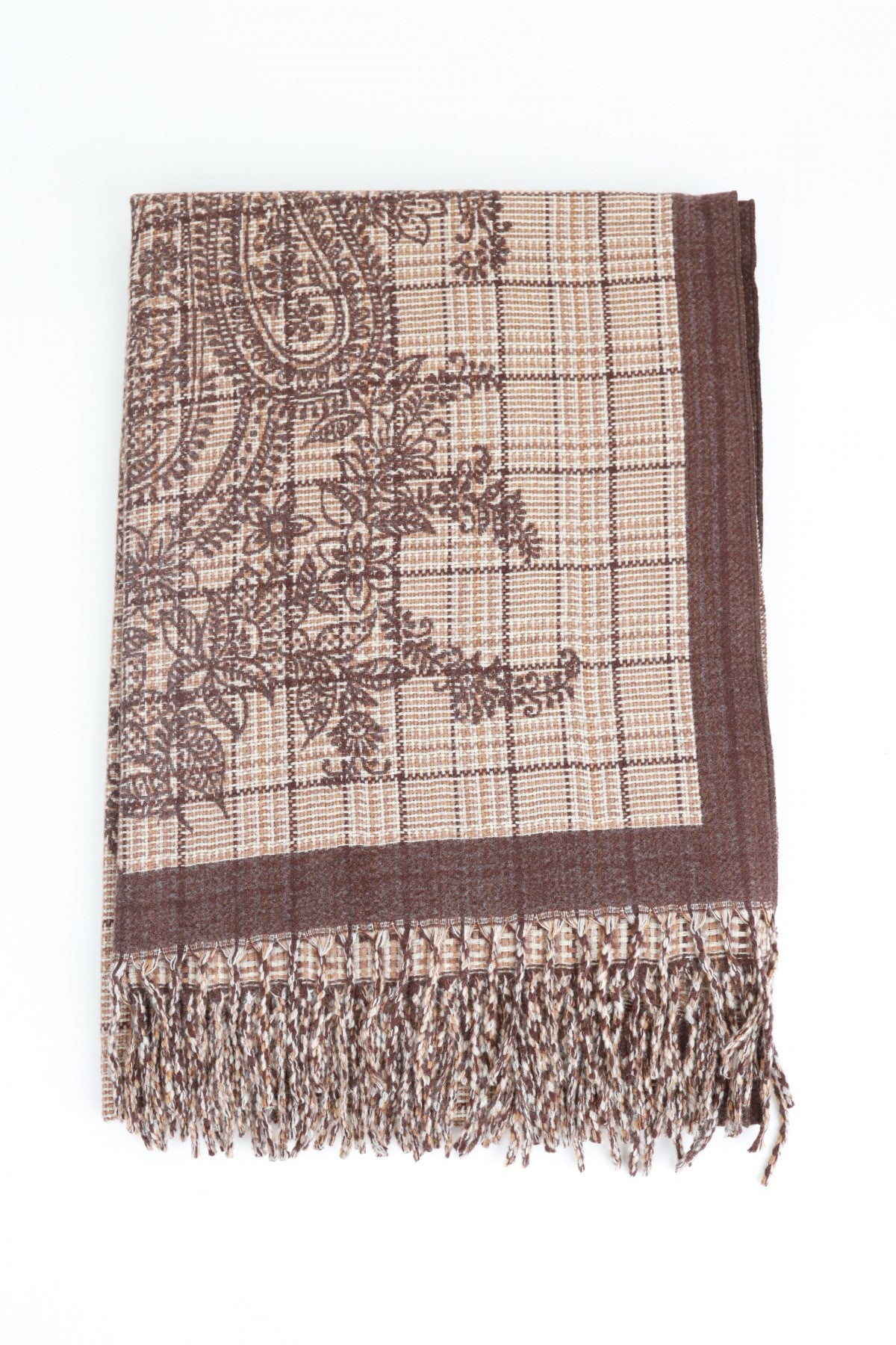 Patterned Stole with Fringed Edge