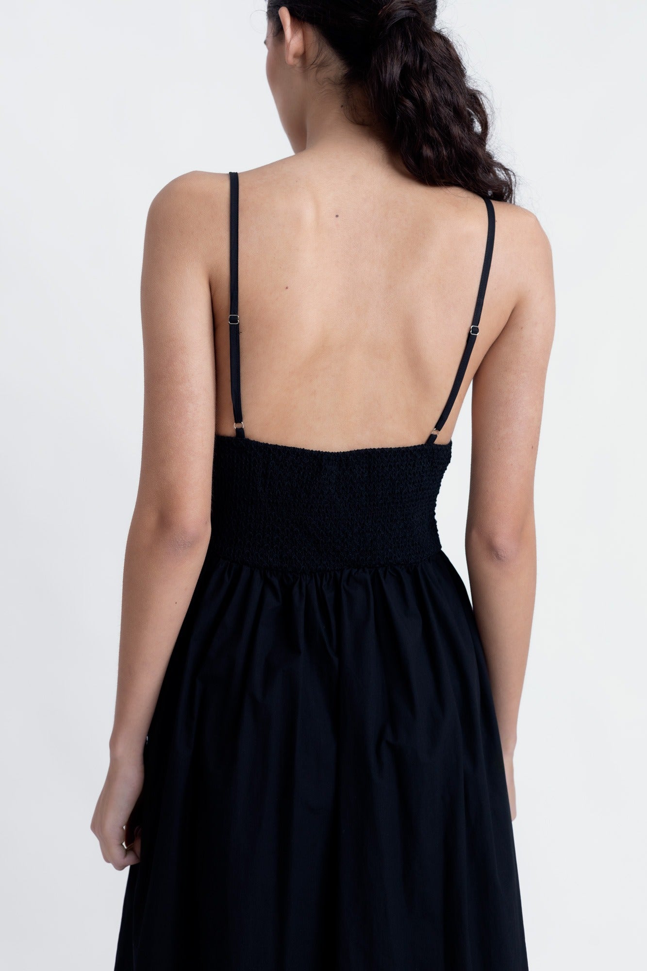 Black Embroidered Cotton Midi Dress – Effortless Elegance in 100% Cotton