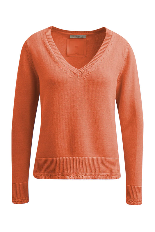 V-neck Pullover - Flame Orange for sale - Woodcock and Cavendish