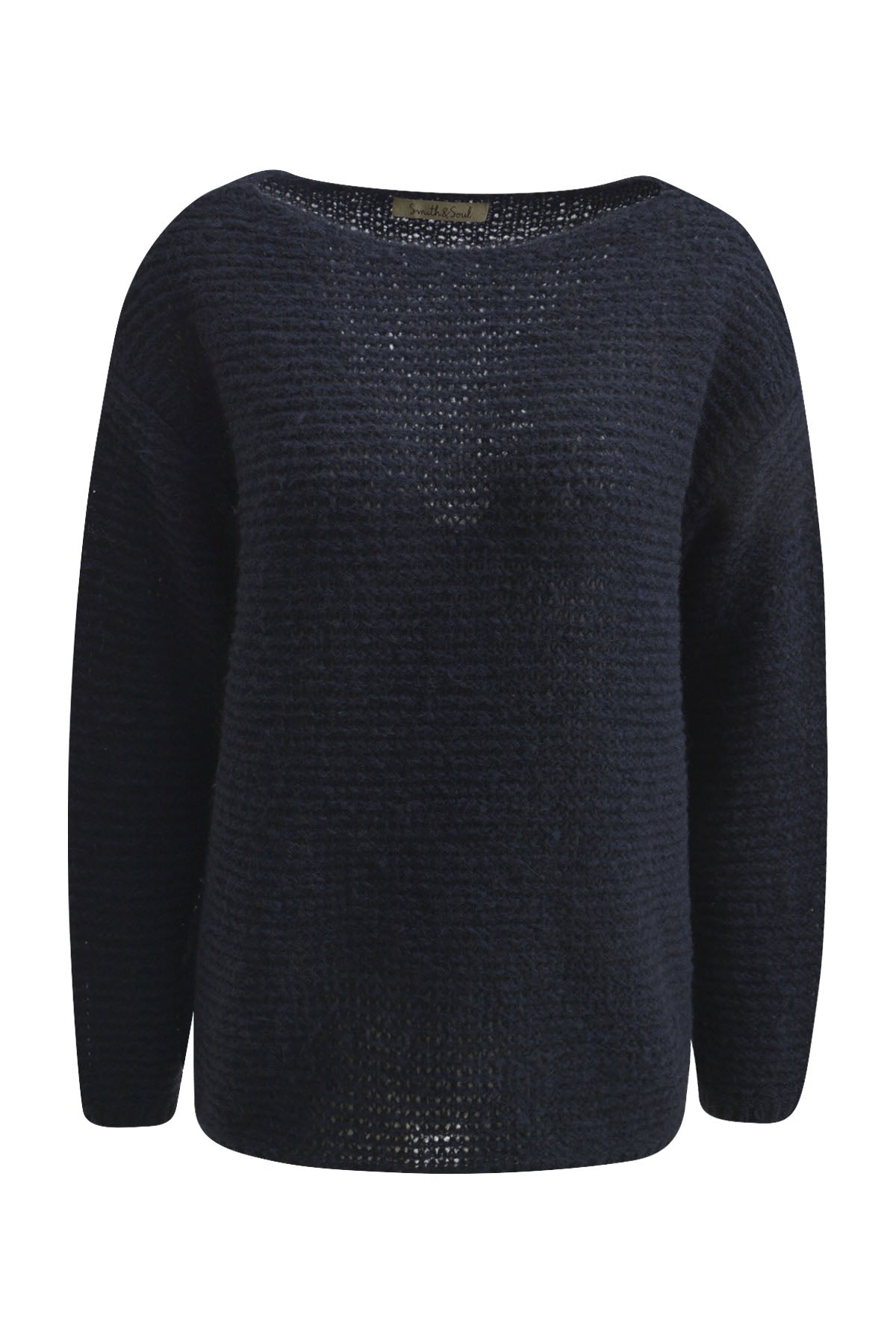 Open Knitted Net Pullover - Dark blue