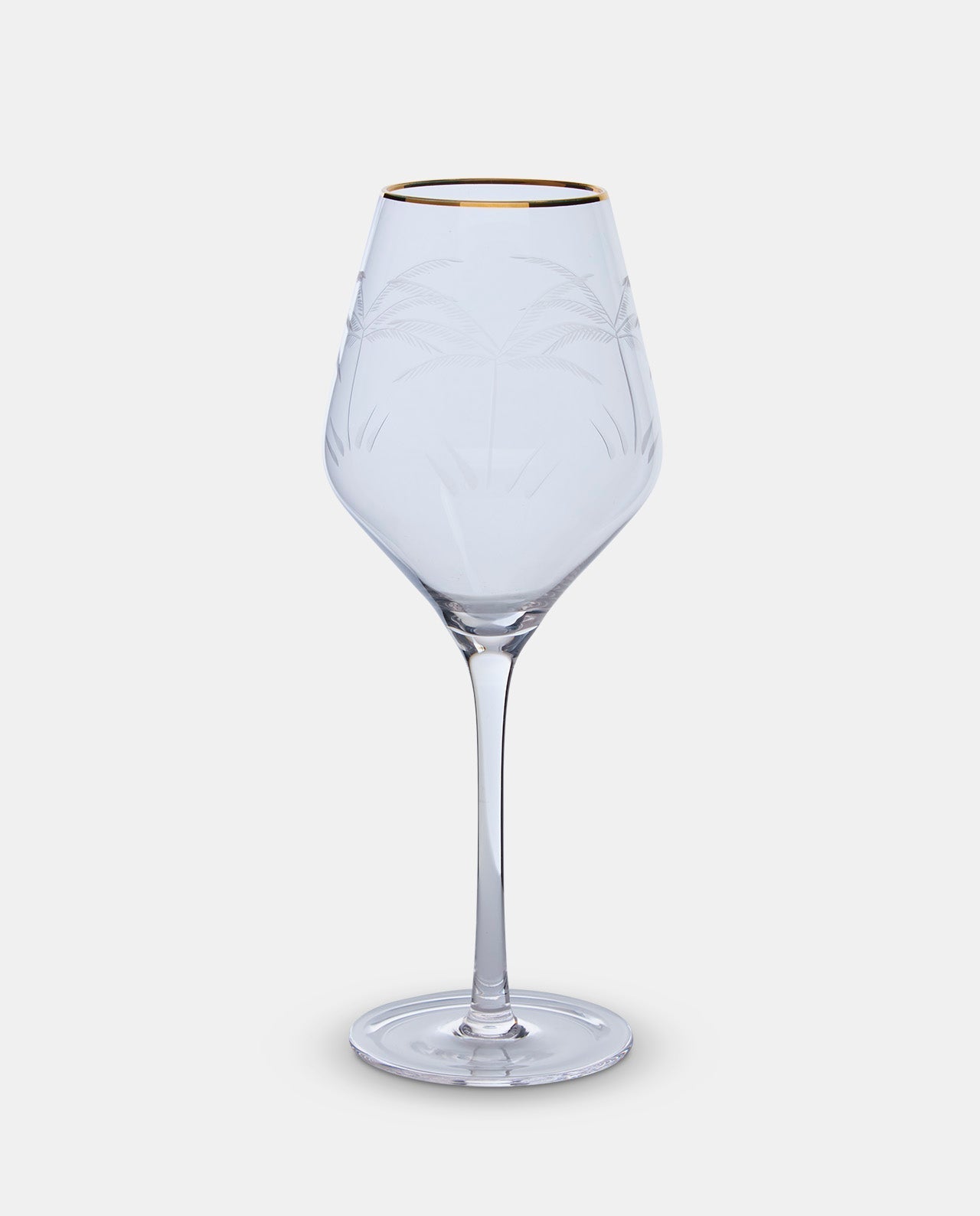Gold Rim Palm Etched Wine Glass for sale - Woodcock and Cavendish