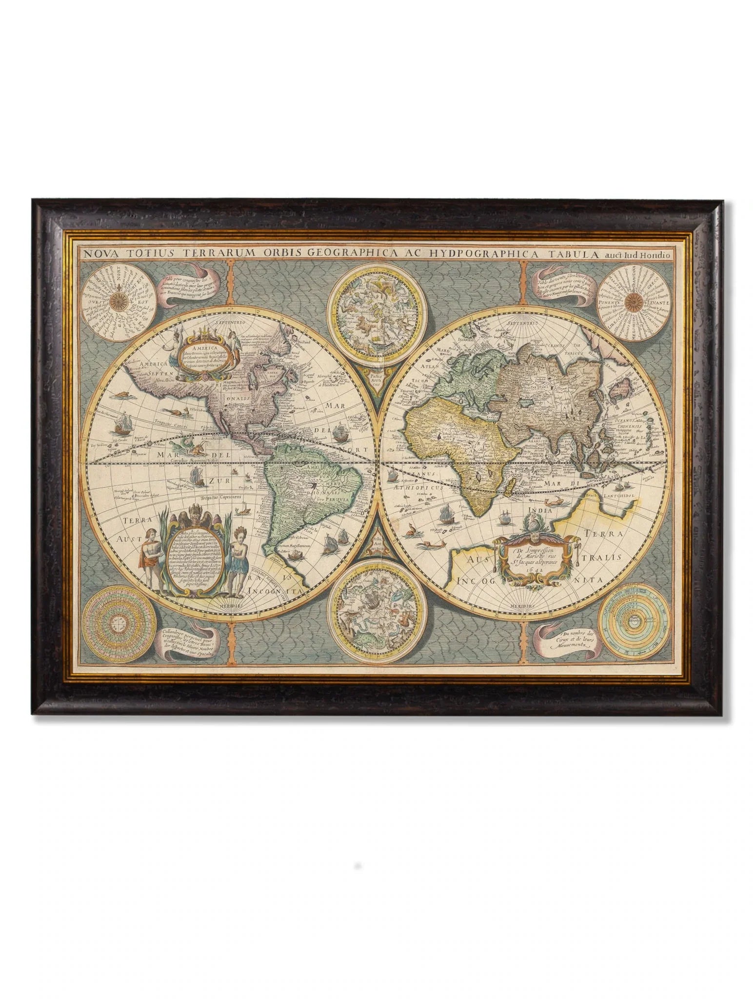 C.1642 Map of The World Frame for sale - Woodcock and Cavendish