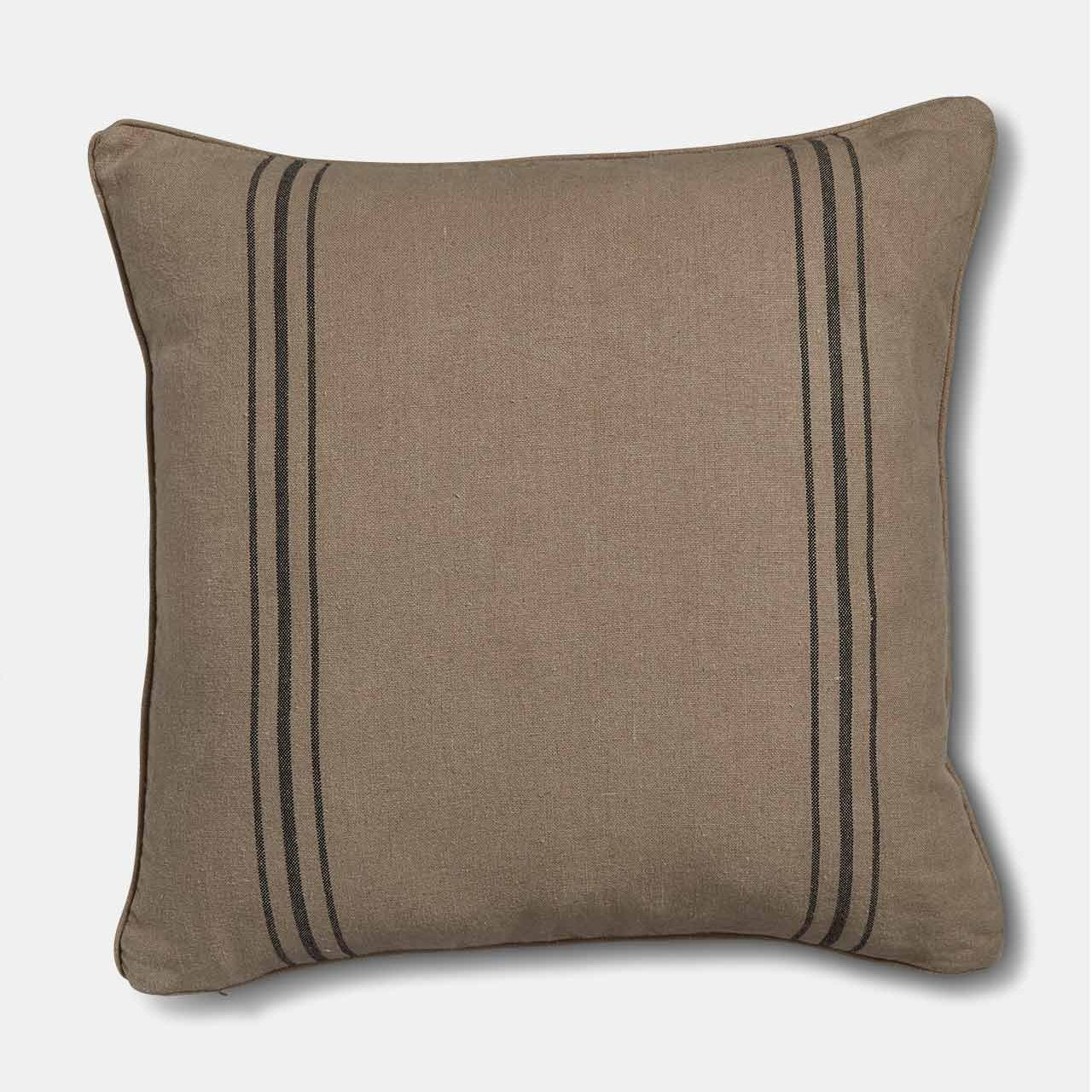 Natural Linen Black Stripe Cushion for sale - Woodcock and Cavendish