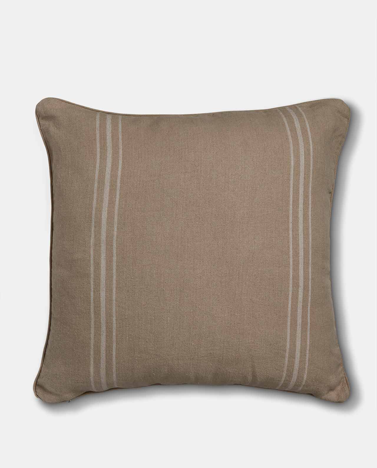 Natural Linen White Stripe Cushion for sale - Woodcock and Cavendish
