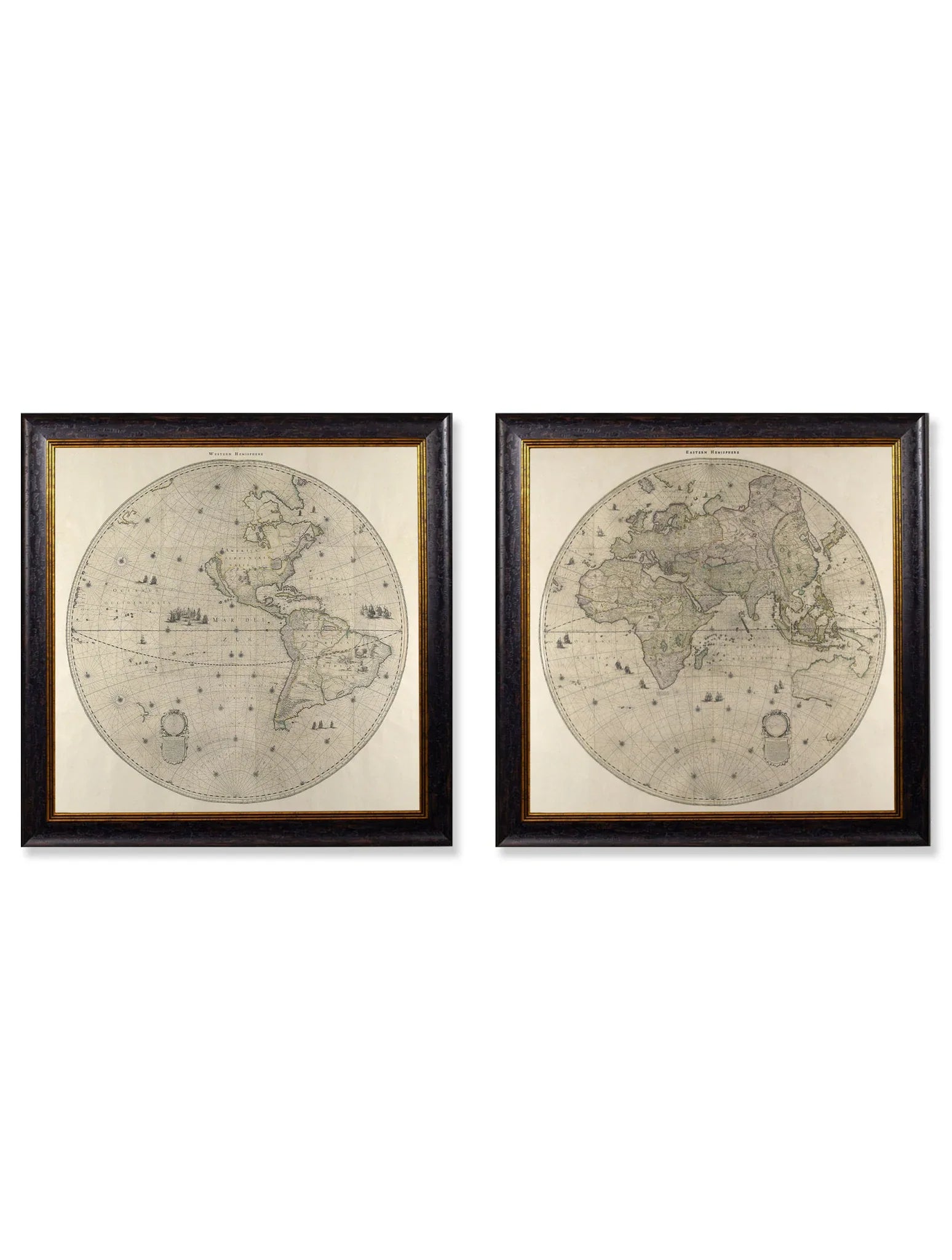 C.1660 Map Of The World In Two Hemispheres Frames for sale - Woodcock and Cavendish