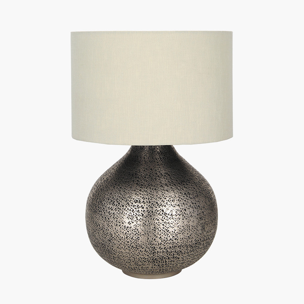 Souk Antique Silver Hammered Metal Table Lamp