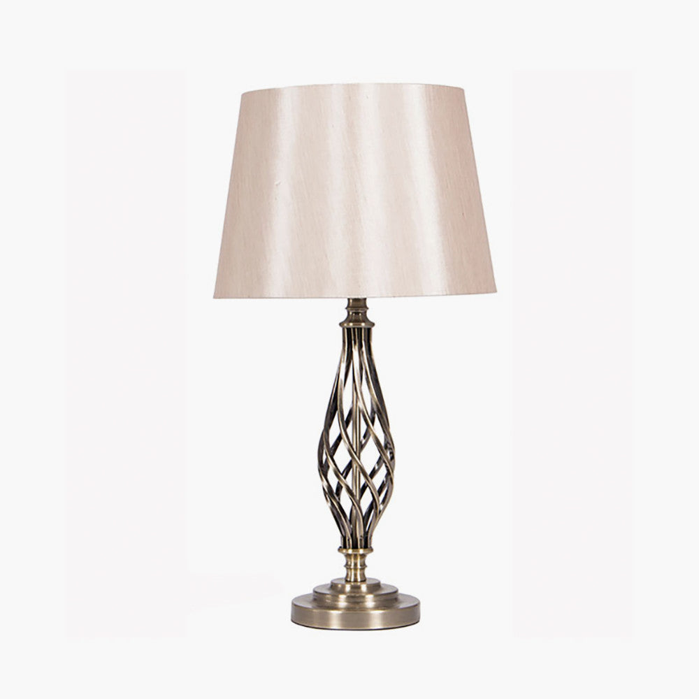 Jenna Antique Brass Metal Twist Detail Table Lamp for sale - Woodcock and Cavendish