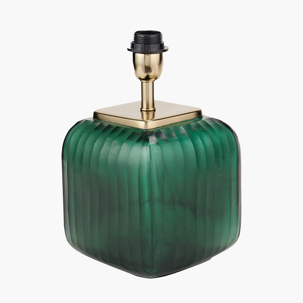 Anais Green Cold Cut Glass Square Table Lamp