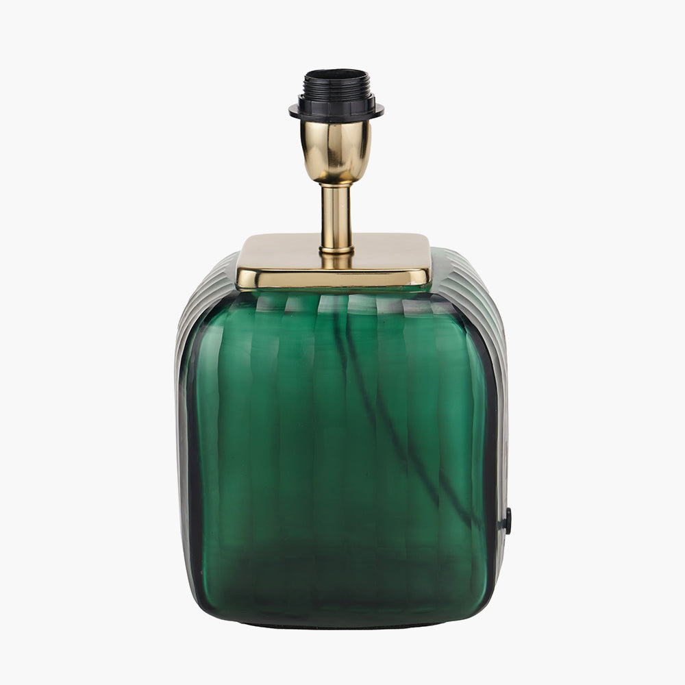 Anais Green Cold Cut Glass Square Table Lamp