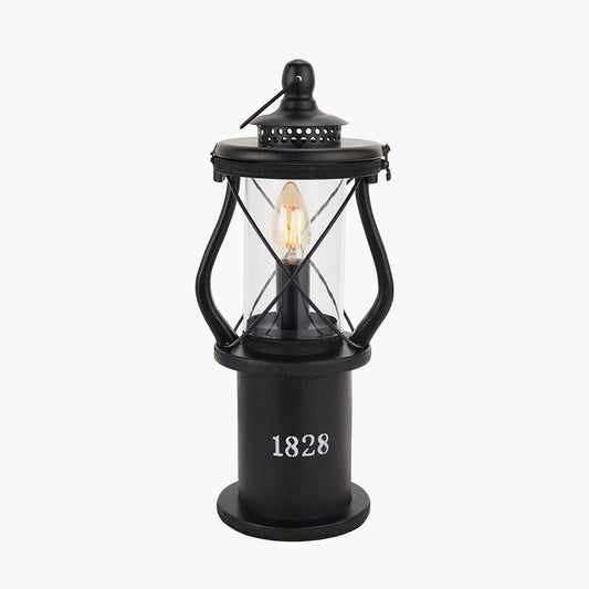 Gibson Black Wood Lantern Table Lamp
