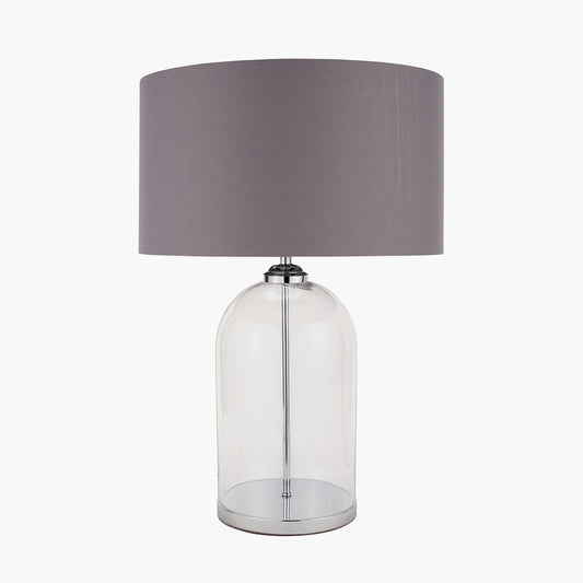 Cloche Clear Glass and Silver Table Lamp