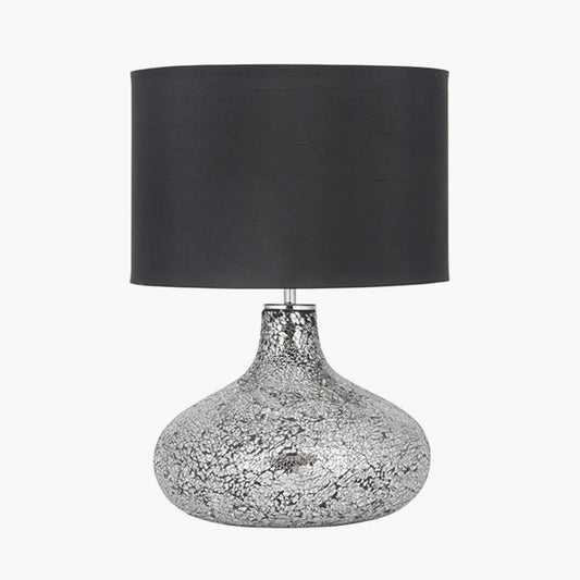 Evie Silver and Black Mosaic Mirror Table Lamp for sale - Woodcock and Cavendish