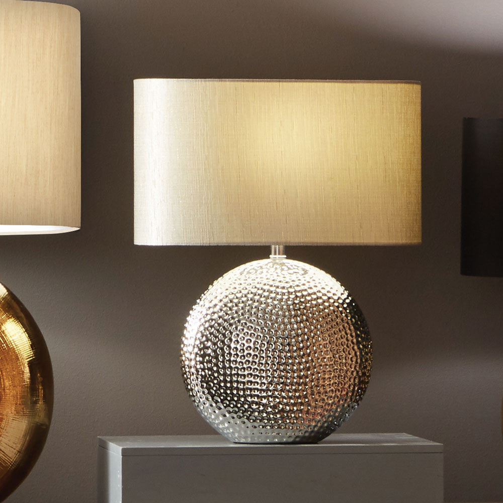 Mabel Silver Dot Textured Ceramic Table Lamp for sale - Woodcock and Cavendish