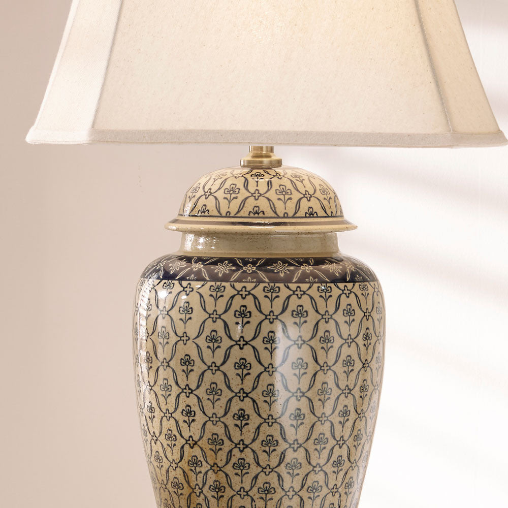 Chika Blue and White Ceramic Ginger Jar Table Lamp for sale - Woodcock and Cavendish