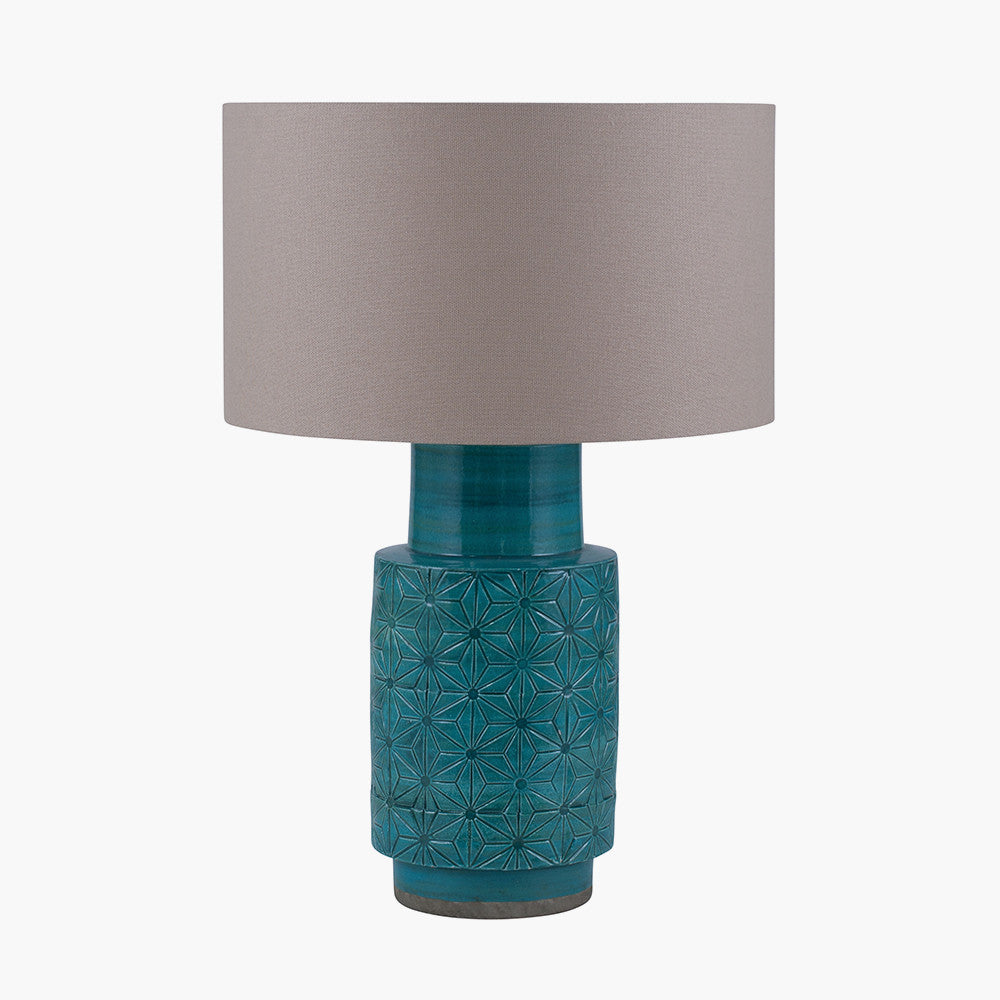 Sidra Aquamarine Stoneware Etch Detail Table Lamp
