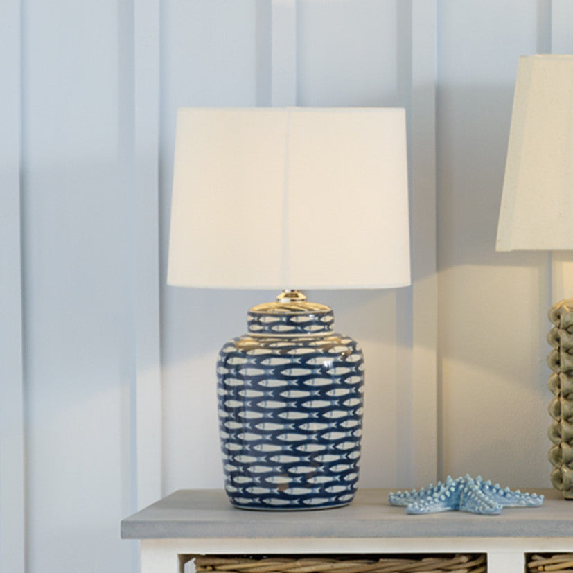 Schoal Blue and White Fish Ceramic Table Lamp