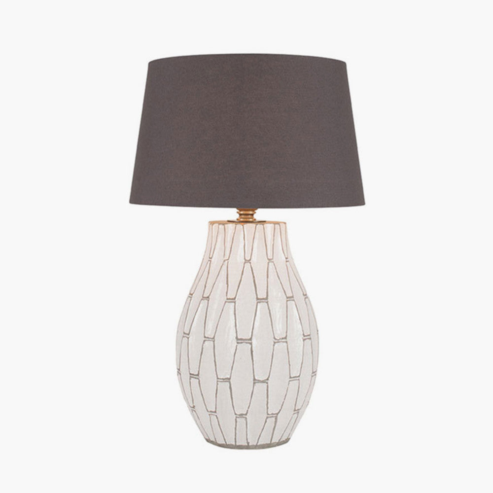White Stoneware Geometric Table Lamp