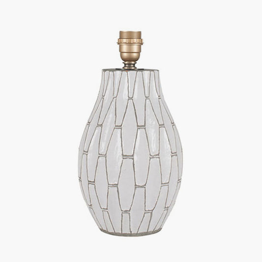 White Stoneware Geometric Table Lamp