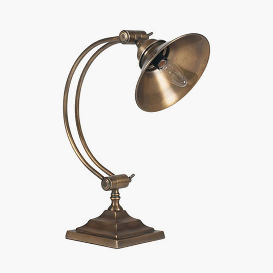 Kensington Antique Brass Metal Arched Arm Task Table Lamp for sale - Woodcock and Cavendish