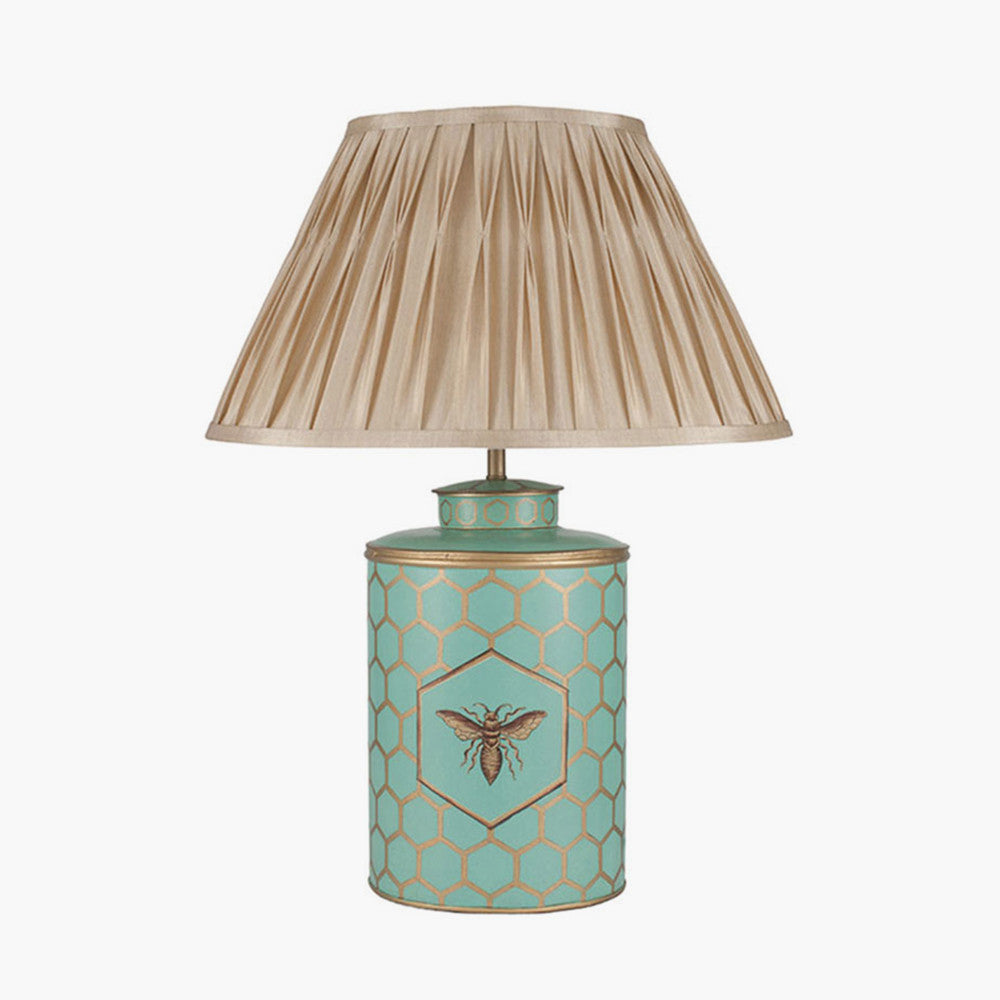 Blue Honeycomb Hand Painted Metal Table Lamp for sale - Woodcock and Cavendish