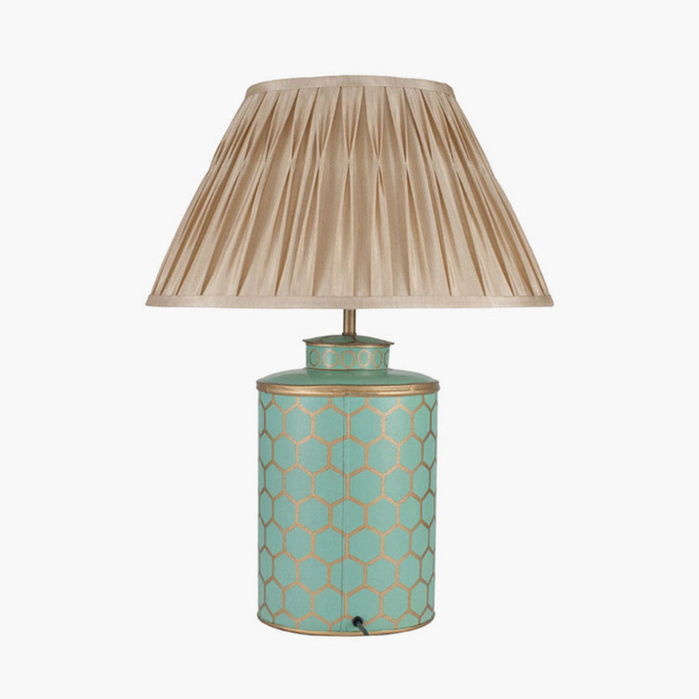 Blue Honeycomb Hand Painted Metal Table Lamp for sale - Woodcock and Cavendish