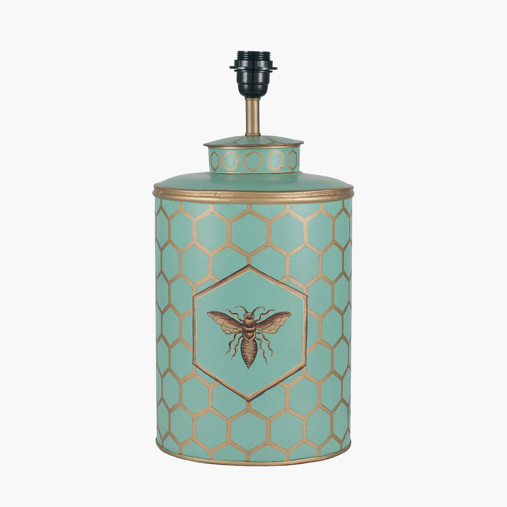 Blue Honeycomb Hand Painted Metal Table Lamp for sale - Woodcock and Cavendish