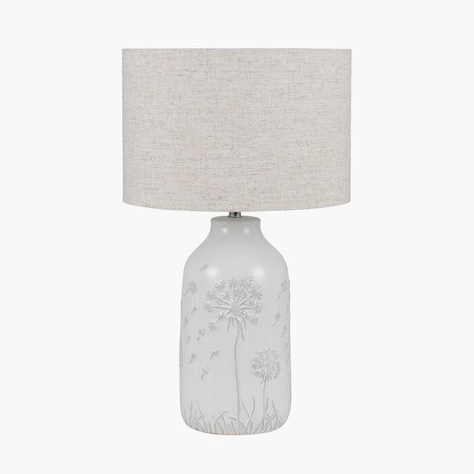 Flora White Floral Ceramic Table Lamp for sale - Woodcock and Cavendish
