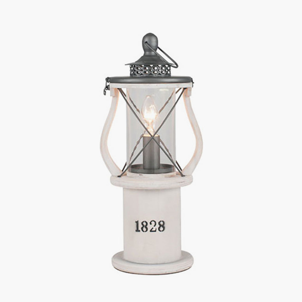 Gibson White Wood Lantern Table Lamp for sale - Woodcock and Cavendish