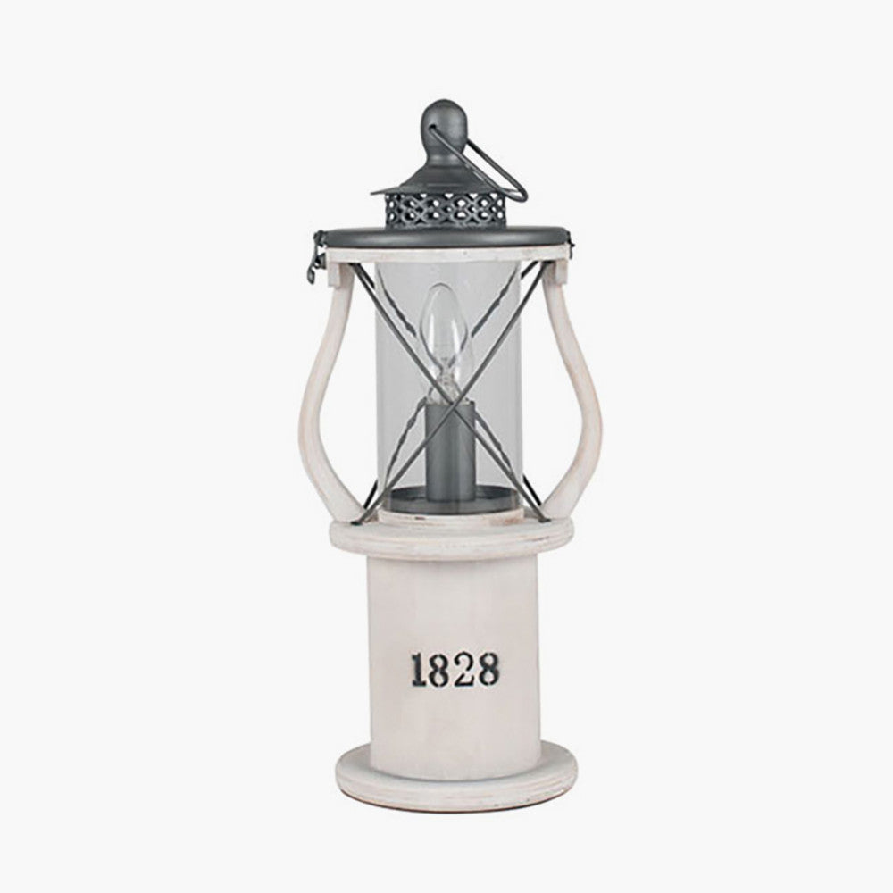 Gibson White Wood Lantern Table Lamp for sale - Woodcock and Cavendish
