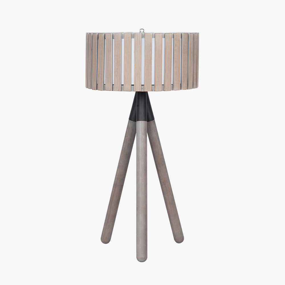 Rabanne Slatted Antique Wood Tripod Table Lamp for sale - Woodcock and Cavendish