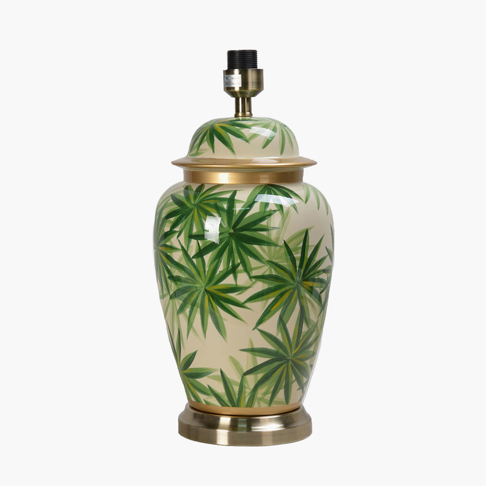Curacao Palm Leaf Design Ceramic Urn Table Lamp for sale - Woodcock and Cavendish