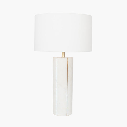 Venetia White Marble and Gold Metal Tall Table Lamp for sale - Woodcock and Cavendish