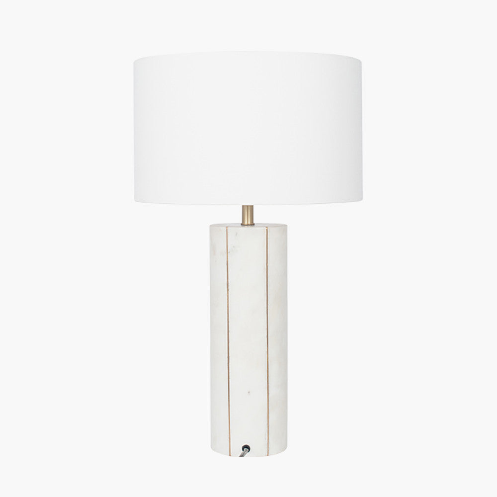 Venetia White Marble and Gold Metal Tall Table Lamp for sale - Woodcock and Cavendish