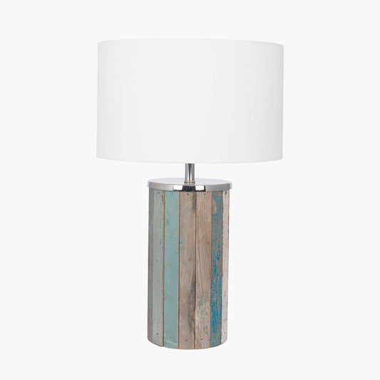 Kerala Distressed Blue Wood Tall Table Lamp for sale - Woodcock and Cavendish
