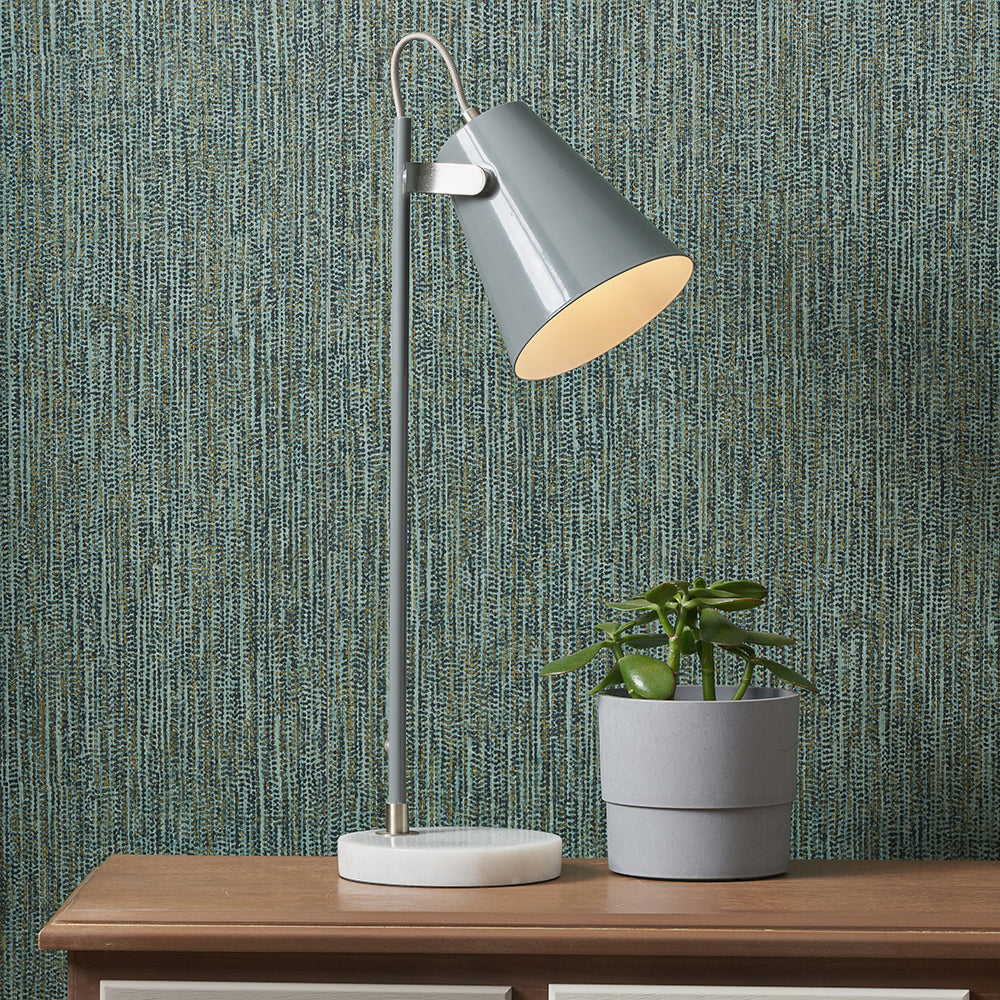 Theia Grey and Satin Nickel Task Table Lamp for sale - Woodcock and Cavendish