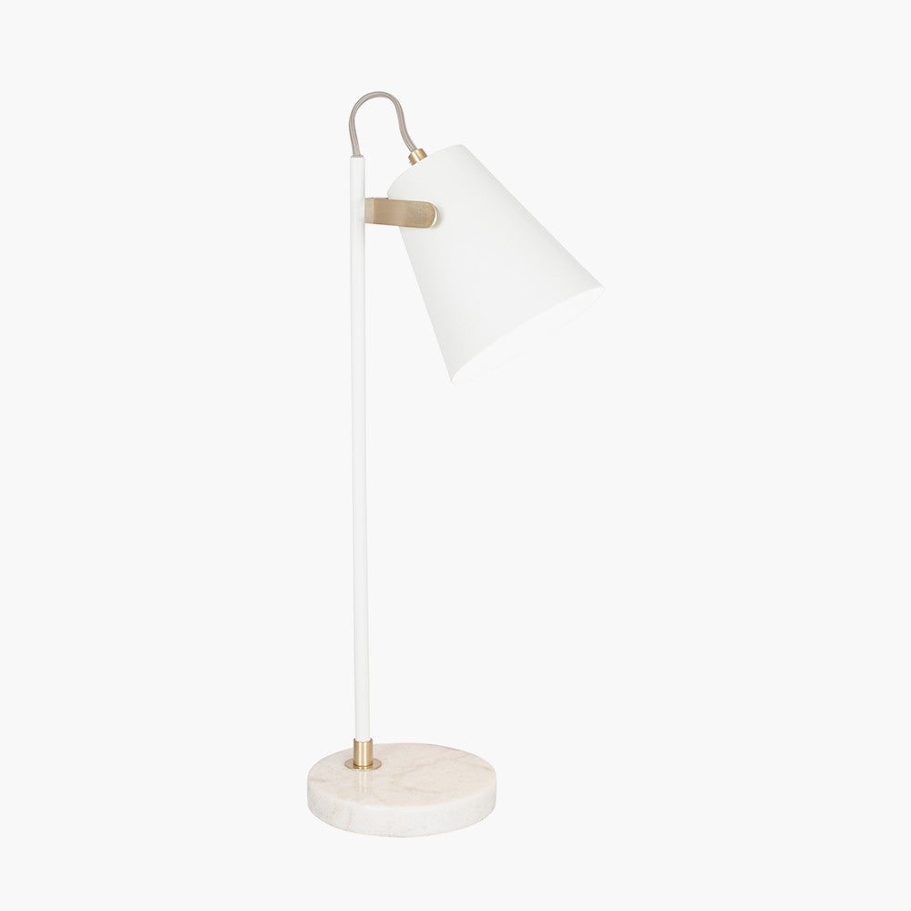 Theia White and Brushed Brass Task Table Lamp for sale - Woodcock and Cavendish