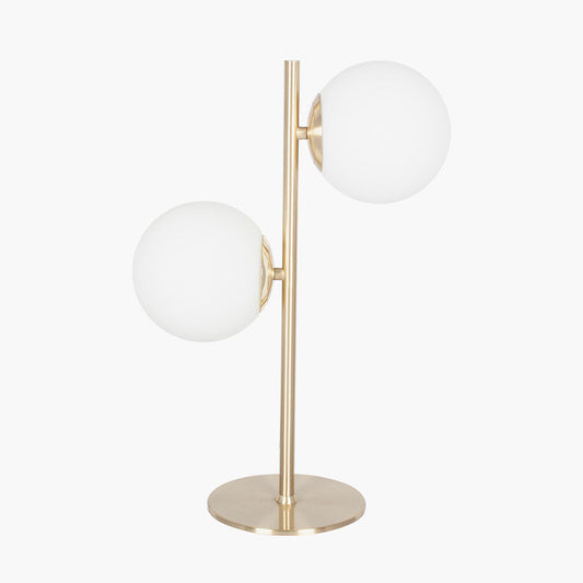 Asterope White Orb and Gold Metal Table Lamp for sale - Woodcock and Cavendish