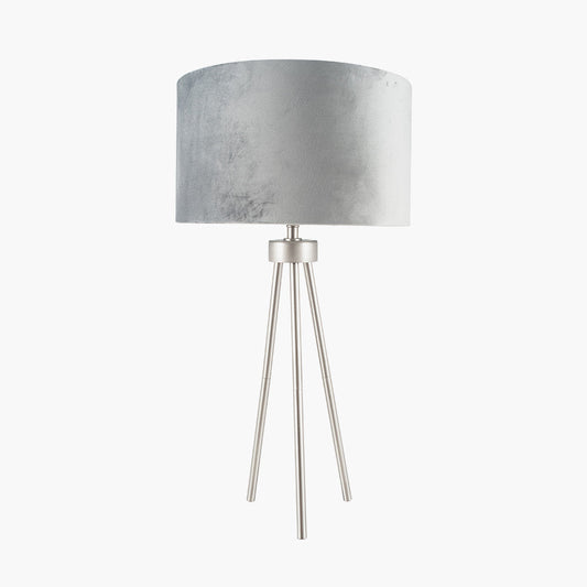 Houston Brushed Silver Metal Tripod Table Lamp for sale - Woodcock and Cavendish