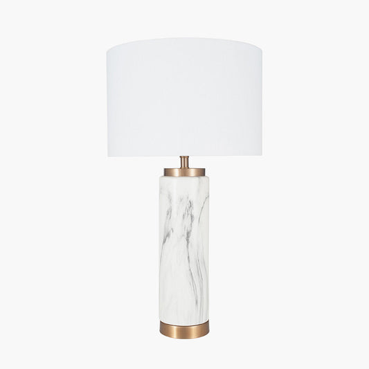 Carrara Marble Effect Ceramic Tall Table Lamp for sale - Woodcock and Cavendish
