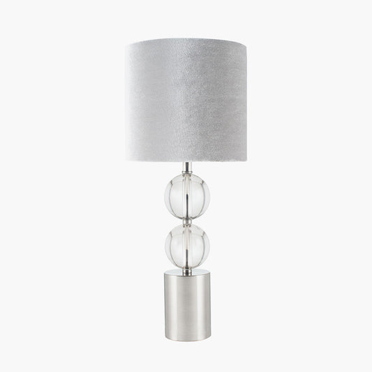 Harris Brushed Silver and Clear Glass Table Lamp for sale - Woodcock and Cavendish