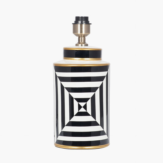 Optic Black and White Optic Stripe Ceramic Table Lamp for sale - Woodcock and Cavendish