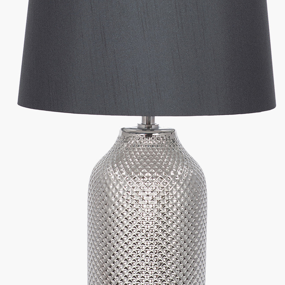 Nova Silver Textured Ceramic Bottle Table Lamp for sale - Woodcock and Cavendish