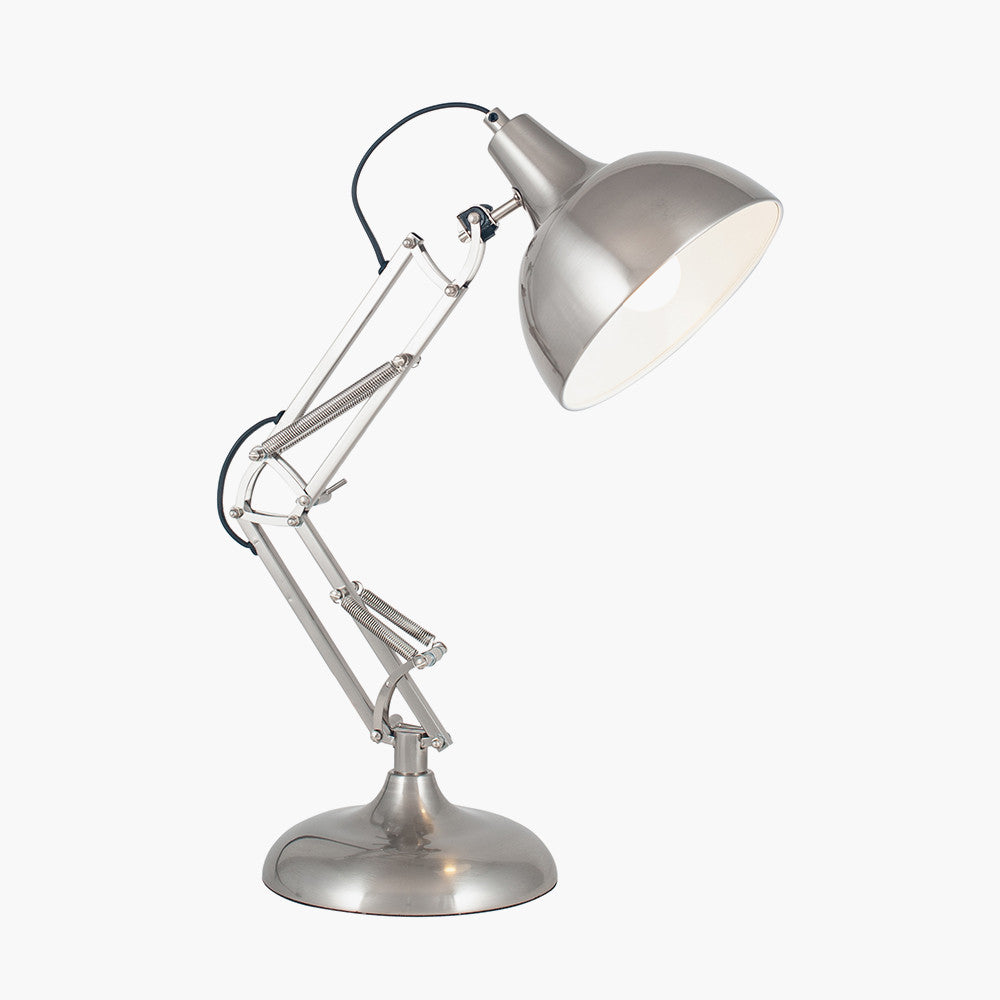 Alonzo Brushed Chrome Metal Task Table Lamp for sale - Woodcock and Cavendish