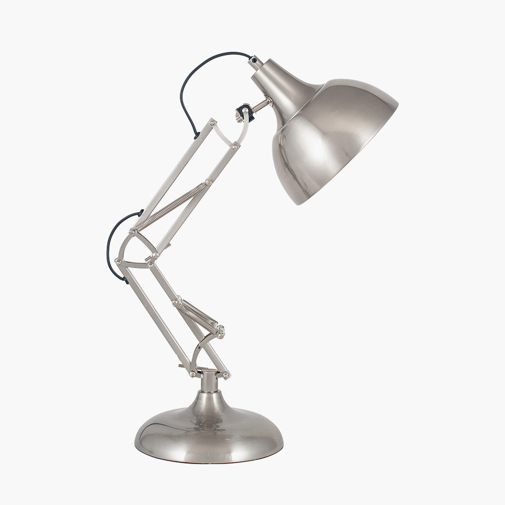 Alonzo Brushed Chrome Metal Task Table Lamp for sale - Woodcock and Cavendish