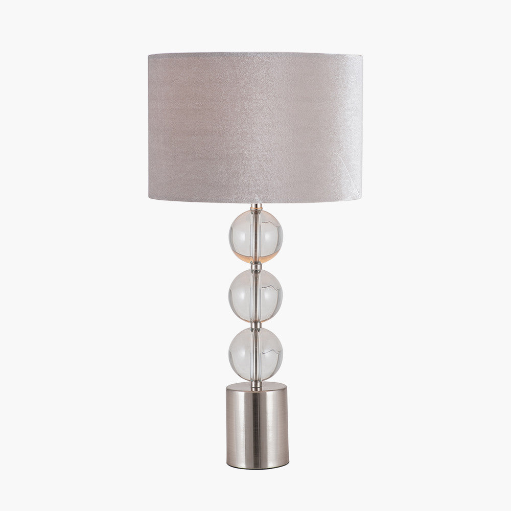 Harris Tall Brushed Silver and Clear Glass Table Lamp for sale - Woodcock and Cavendish